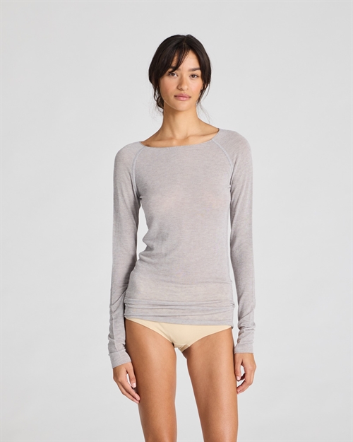 GAI+LISVA AMALIE L/S WOOL TOP LIGHT GREY MELANGE